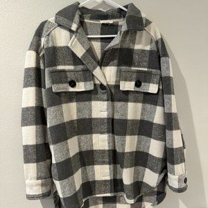 Grey and white checkered button up